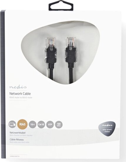 Nedis CCBW85100AT150 U/UTP Cat5e RJ45 Patch kábel 15m - Fekete