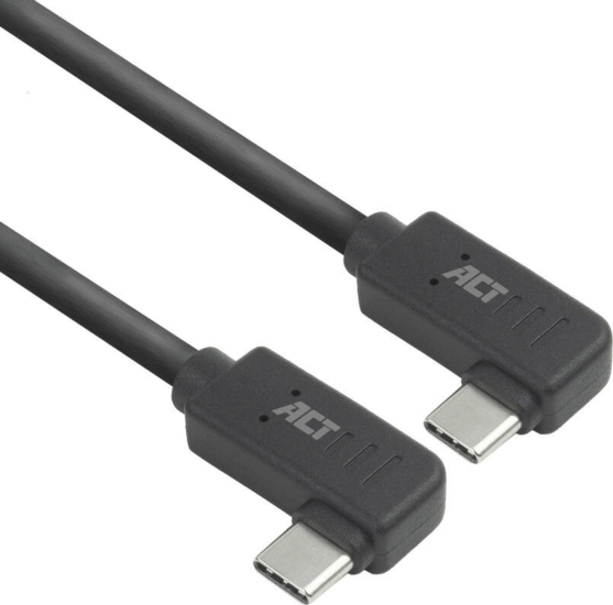 ACT AC7486 USB-C 3.0 Apa - USB-C 3.0 Apa Hajlított Adat és Töltőkábel 60W 0.5m - Fekete