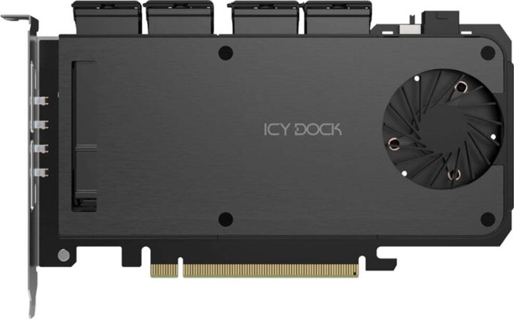 Icy Dock MB204MP-B ExpressSlot Slide 4× M.2 NVMe SSD PCIe Bővítőkártya