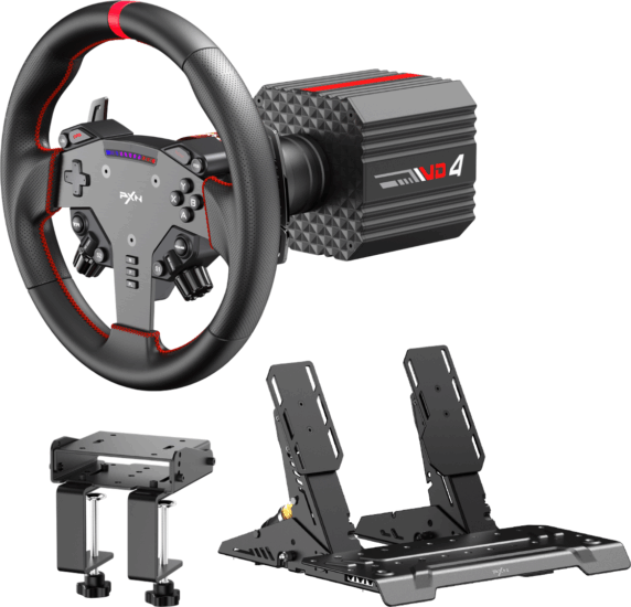 PXN VD4 Direct Drive Szimulátor szett VD4 bázis + WAS kormány + PD HM pedál, Z8 bilincs - Fekete (PC)