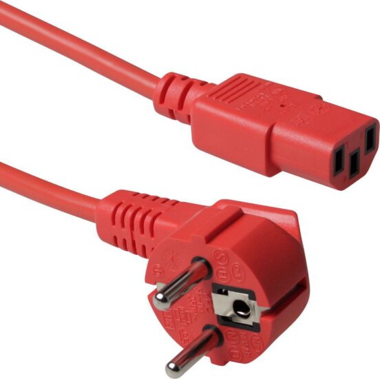 ACT AK5129 230V CEE 7/7 - C13 IEC 60320 Hálózati tápkábel 1.2m - Piros