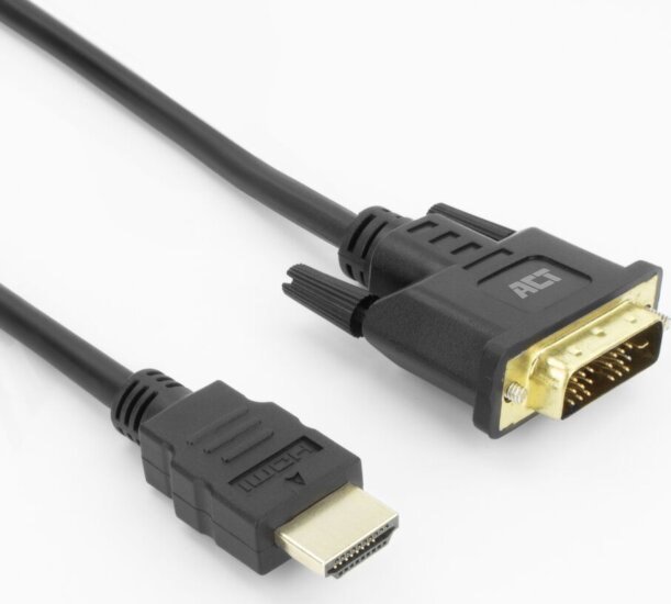 ACT AK3734 HDMI-A apa - DVI-D apa Adapter kábel 1m - Fekete
