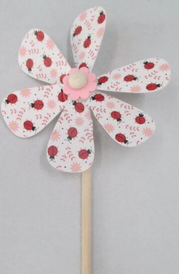 Katica mintás Fa szélforgó dekoráció