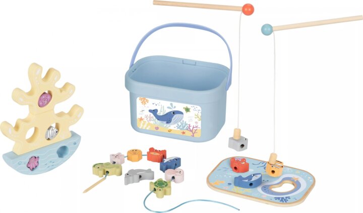 Tooky Toy TJ758 3 az 1-ben fa horgászdoboz készségfejlesztő bébijáték