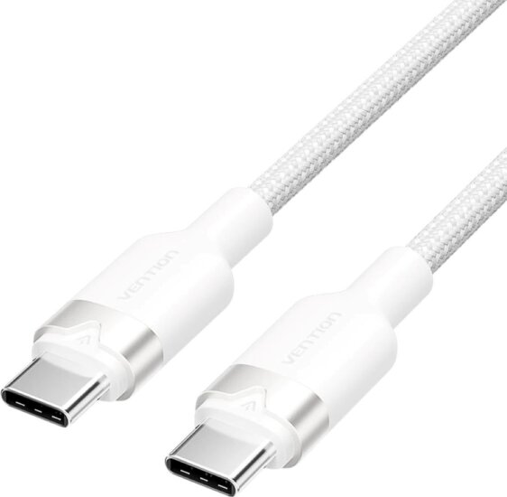 Vention TRDWH USB-C 2.0 Apa - USB-C 2.0 Apa Fonott Adat és Gyorstöltő Kábel 60W 2m - Fehér