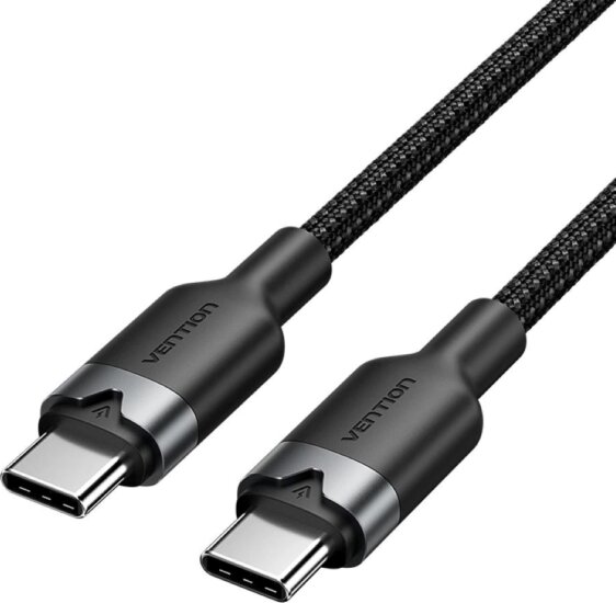 Vention TRDBH USB-C 2.0 Apa - USB-C 2.0 Apa Fonott Adat és Gyorstöltő Kábel 60W 2m - Fekete