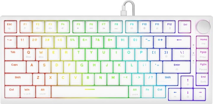 Savio Astral White Jade Vezetékes Gaming RGB Billentyűzet US - Fehér