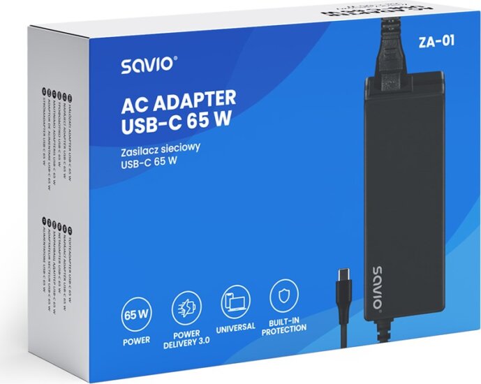 Savio ZA-01 Univerzális Laptop Töltő USB-C (65W / 3-20V / 3,25A)