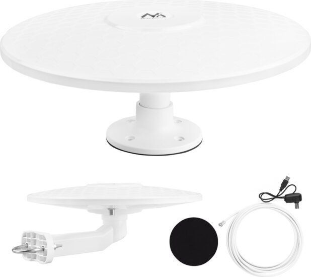 Maclean MCTV-104 DVB-T/T2 360° Beltéri és kültéri TV Antenna beépített erősítővel - Fehér