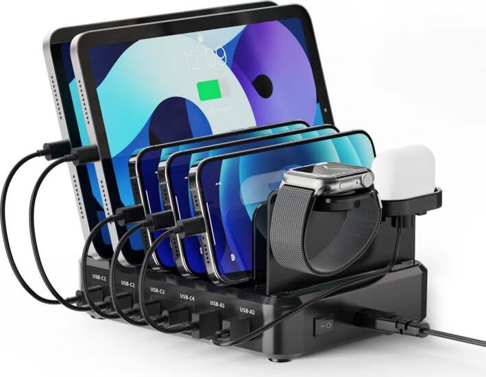 Ewent EW1335 4x USB-C / 2x US-A Gyorstöltő Állomás 65W - Fekete Ewent EW1335 4x USB-C / 2x US-A Gyorstöltő Állomás 65W - Fekete