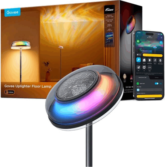 Govee H60B0311 Felfelé világító RGBWW Alló lámpa 170cm - Fekete