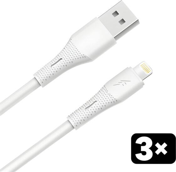AVAX CB4306 USB-A Apa - Lightning Adat és Töltőkábel Csomag 12 Watt 1,5m (3db/csomag)