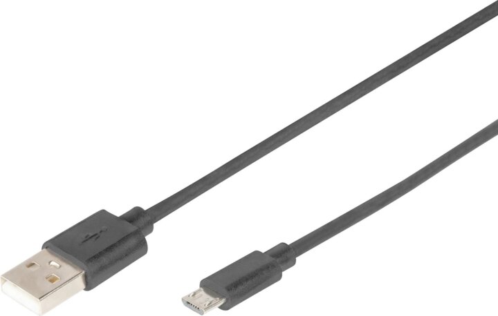 Digitus USB-A 2.0 Apa - Micro-USB Apa Adat és Töltőkábel 1.8m - Fekete