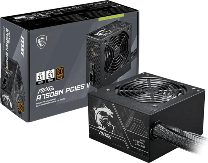 MSI 750W MAG A750BN PCIE5 II 80+ Bronz Fél moduláris Tápegység