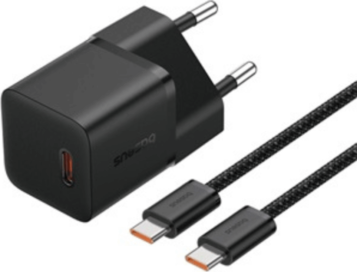 Baseus USB-C Hálózati Gyorstöltő Adapter 20W + USB-C kábel 1m - Fekete Baseus USB-C Hálózati Gyorstöltő Adapter 20W + USB-C kábel 1m - Fekete