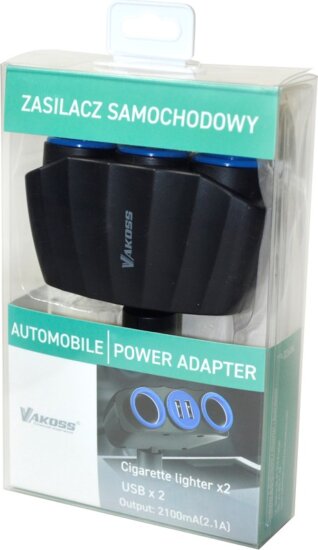 Vakoss TP-3268K 2xUSB-A Autós szivargyújtó Elosztó 2x 12V - Fekete Vakoss TP-3268K 2xUSB-A Autós szivargyújtó Elosztó 2x 12V - Fekete