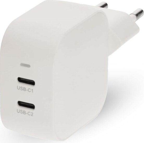 Nedis WGCHA45WWT 2x USB-C GaN Hálozati Gyorstöltő Adapter 45W - Fehér