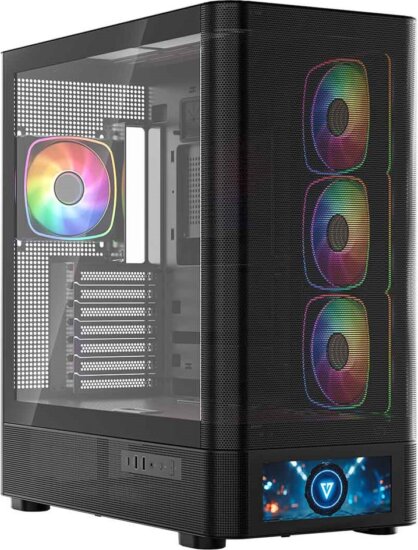 MODECOM Volcano Volcano AQ500 ARGB Midi Torony számítógépház + 4db 120mm ventilátor - Fekete