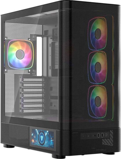 MODECOM Volcano Volcano AQ400 ARGB Midi torony számítógépház + 4db 120mm ventilátor - Fekete