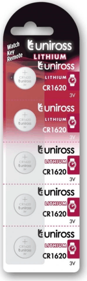 Uniross U5CR1620 litium Gombelem 3V (5db/csomag) Uniross U5CR1620 litium Gombelem 3V (5db/csomag)