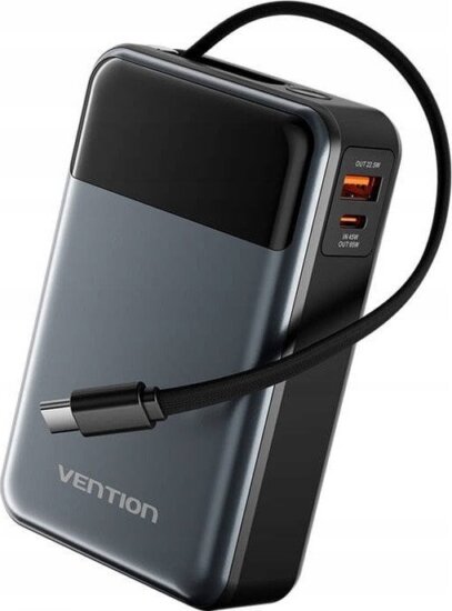 Vention FHYB0 Powerbank integrált USB-C kábellel 20000mAh 65W - Fekete