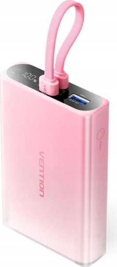 Vention FHZP0 Powerbank integrált kábellel USB-C + Lightning 10000mAh 22,5W - Rózsaszín