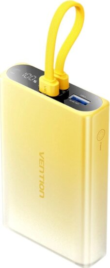 Vention FHZY0 Powerbank integrált kábellel USB-C + Lightning 10000mAh 22,5W - Sárga Vention FHZY0 Powerbank integrált kábellel USB-C + Lightning 10000mAh 22,5W - Sárga