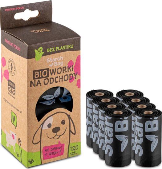 Starch Bag Bio Komposztálható Kutyaürülék zacskó 8 tekercs - Fekete Starch Bag Bio Komposztálható Kutyaürülék zacskó 8 tekercs - Fekete