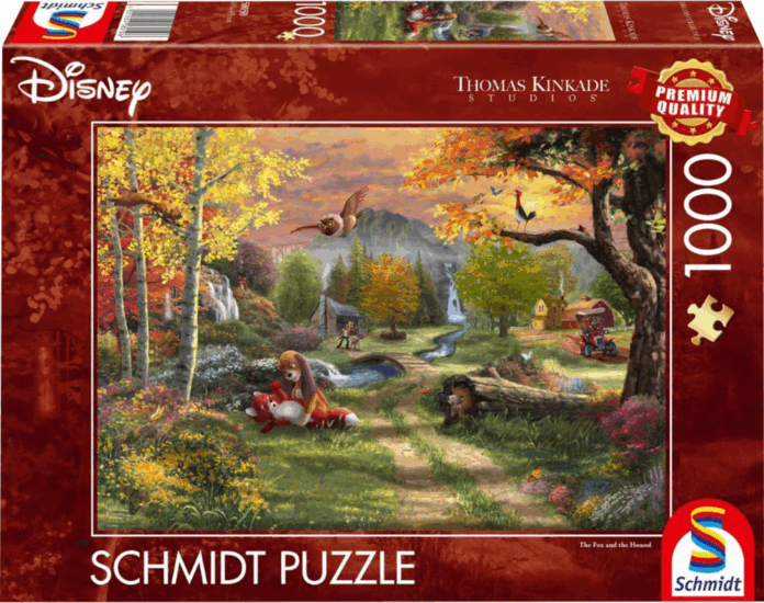 Schmidt Spiele 58050 Thomas Kinkade Studios: Disney - A Róka és a Vadász 1000 darabos Puzzle