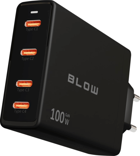Blow 76-031 4x USB-C Hálózati Gyorstöltő Adapter 100W - Fekete
