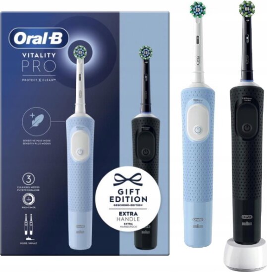 Braun Oral-B Vitality Pro D103 Duo Forgó-Oscilláló Elektromos Fogkefe 2db - Fekete / Kék