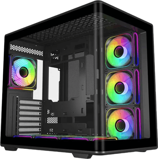 Cooler Master Elite 600 ARGB Midi torony Számítógépház + 7db 120mm ventilátor - Fekete