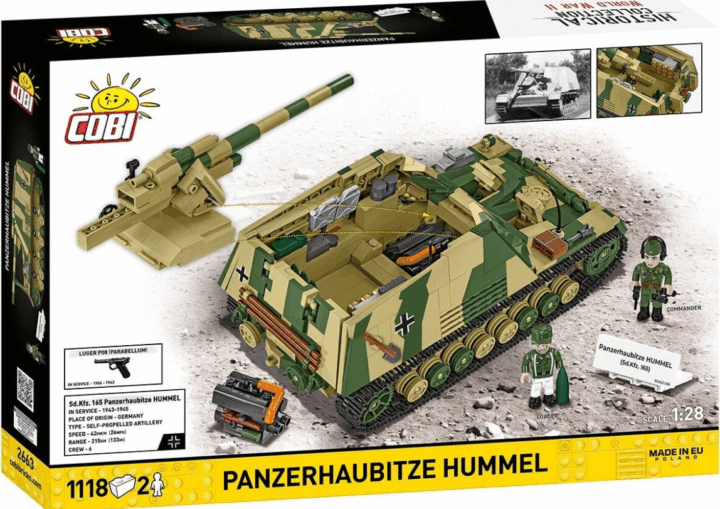 Cobi 2663 Panzerhaubitze Hummel (Sd.Kfz.165) Tank 2 figurával 1118 darabos építőjáték