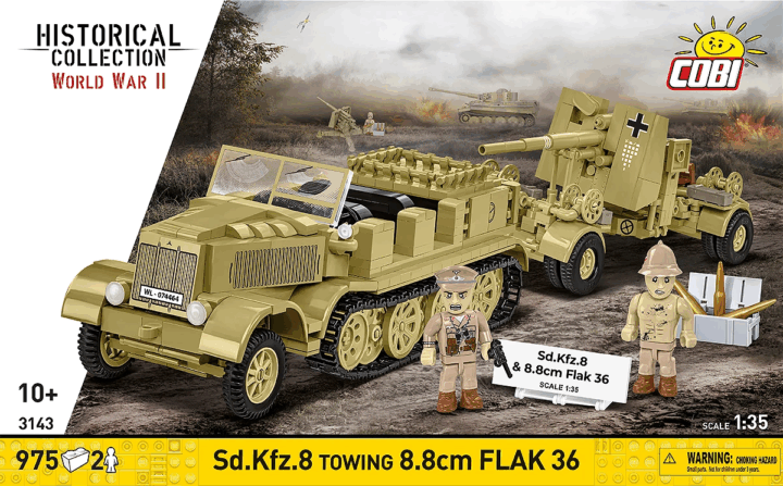 Cobi 3143 Sd.Kfz.8 und 8.8 cm Flak 36 Katonai jármű 2 db figurával 975 darabos építőjáték Cobi 3143 Sd.Kfz.8 und 8.8 cm Flak 36 Katonai jármű 2 db figurával 975 darabos építőjáték