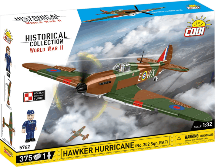 Cobi 5762 Hawker Hurricane (No.302 Sqn.RAF) Repülő pilótával 375 darabos építőjáték