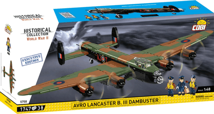 Cobi 5758 Avro Lancaster B. III Dambuster Repülő Executive Edition 3db figurával 1747 darabos építőjáték
