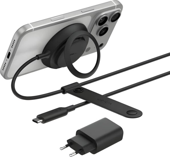 Belkin WIA014kqBK UltraCharge Qi2 Wireless Töltő + Hálózati Adapter 25W - Fekete