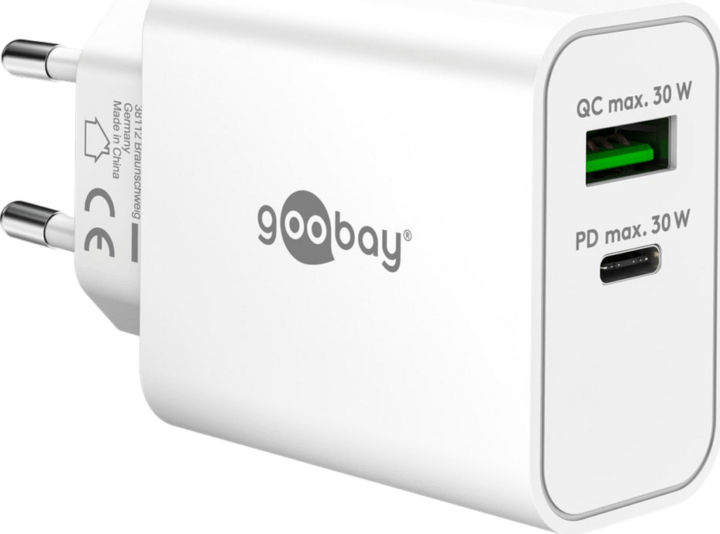 Goobay 75336 USB-A / USB-C Hálózati Gyorstöltő Adapter 30W - Fehér