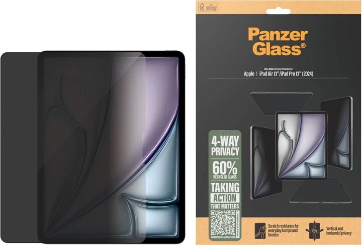 PanzerGlass UWF 4-Way Privacy 12.9" iPad Air 13 / 13 Pro Tablet Kijelzővédő Üvegfólia