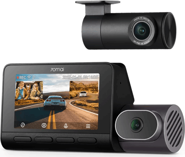 70mai Dash Cam T800 4K WiFi / 4G Autós Menetrögzítő Kamera szett - Fekete