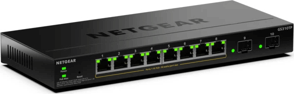 Netgear GS310TP-200EUS Fémházas Smart Managed 10-port Gigabit PoE+ Asztali Switch