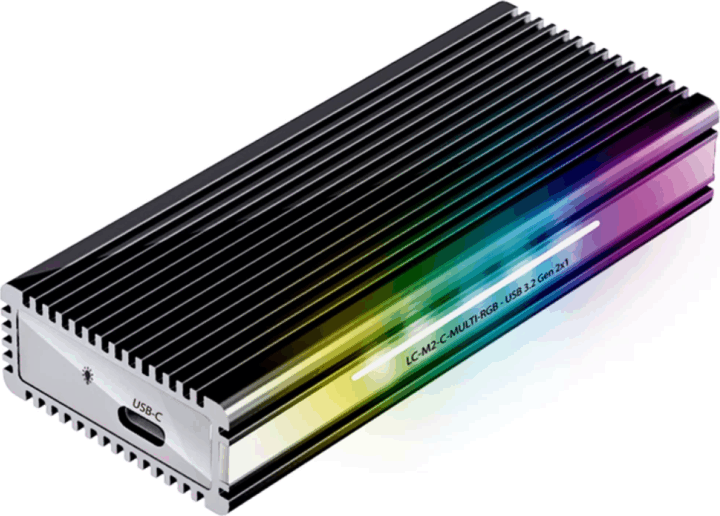 LC-Power LC-M2-C-MULTI-RGB USB 3.2 Gen 2x1 Type-C - SATA M.2 SSD külső ház - Fekete