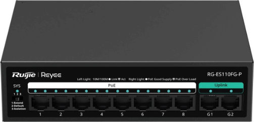 Reyee RG-ES110FG-P Fémházas 8-Port Gigabit PoE Asztali Switch