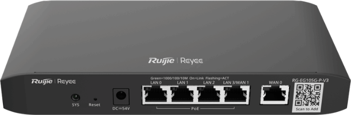 Reyee RG-EG105G-P V3 Gigabit 5-Port PoE Cloud Managed Router