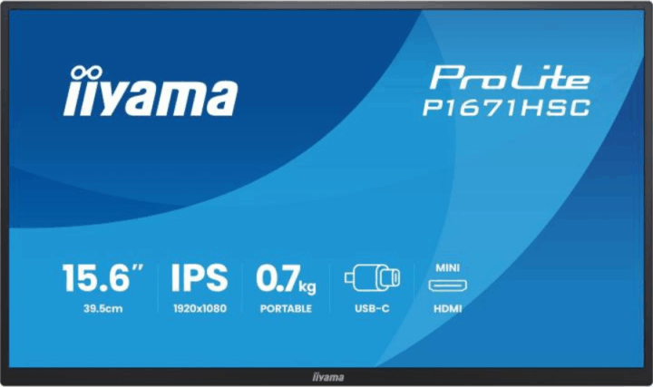 iiyama 15,6" P1671HSC-B1 16:9 Full HD IPS Hordozható Monitor - Fekete