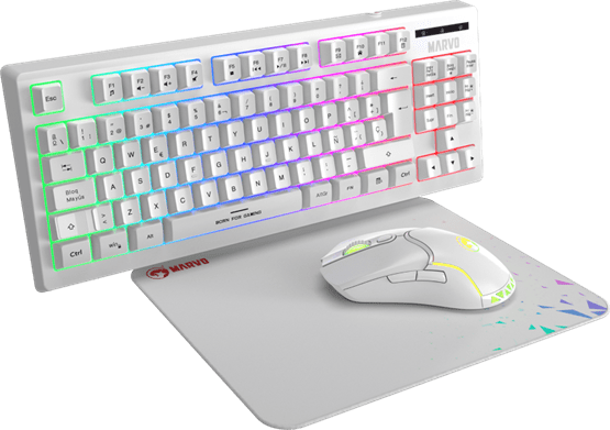 Marvo Loot 30 Billentyűzet + Egér + Egérpad Szett UK - Fehér