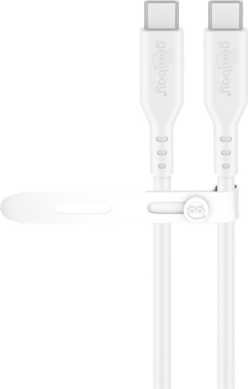 Goobay 77743 USB-C 2.0 Apa - USB-C 2.0 Apa Szilikon Adat és Gyorstöltő Kábel 60W 1.5m - Fehér