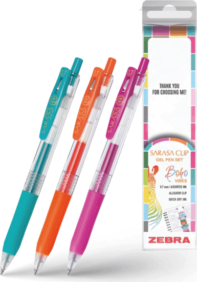 Zebra Sarasa Clip Gelpen 0,7mm Boho vibes 3 darabos zseléstoll készlet