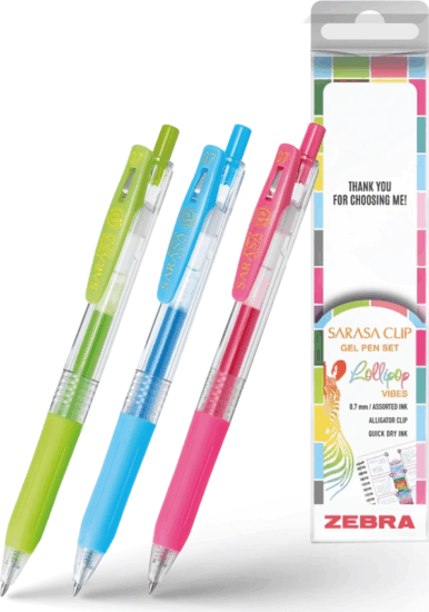 Zebra Sarasa Clip Gelpen 0,7mm Lollipop vibes 3 darabos zseléstoll készlet