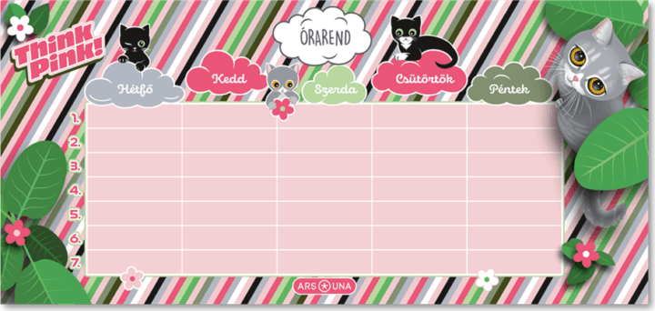 Ars Una Think-Pink 1 lapos Órarend - Mintás